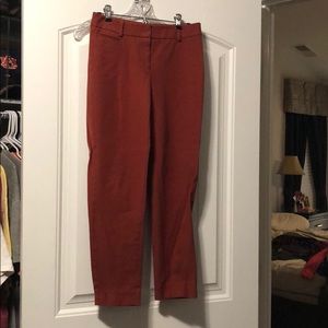 Burnt orange dress pants, ankle cut